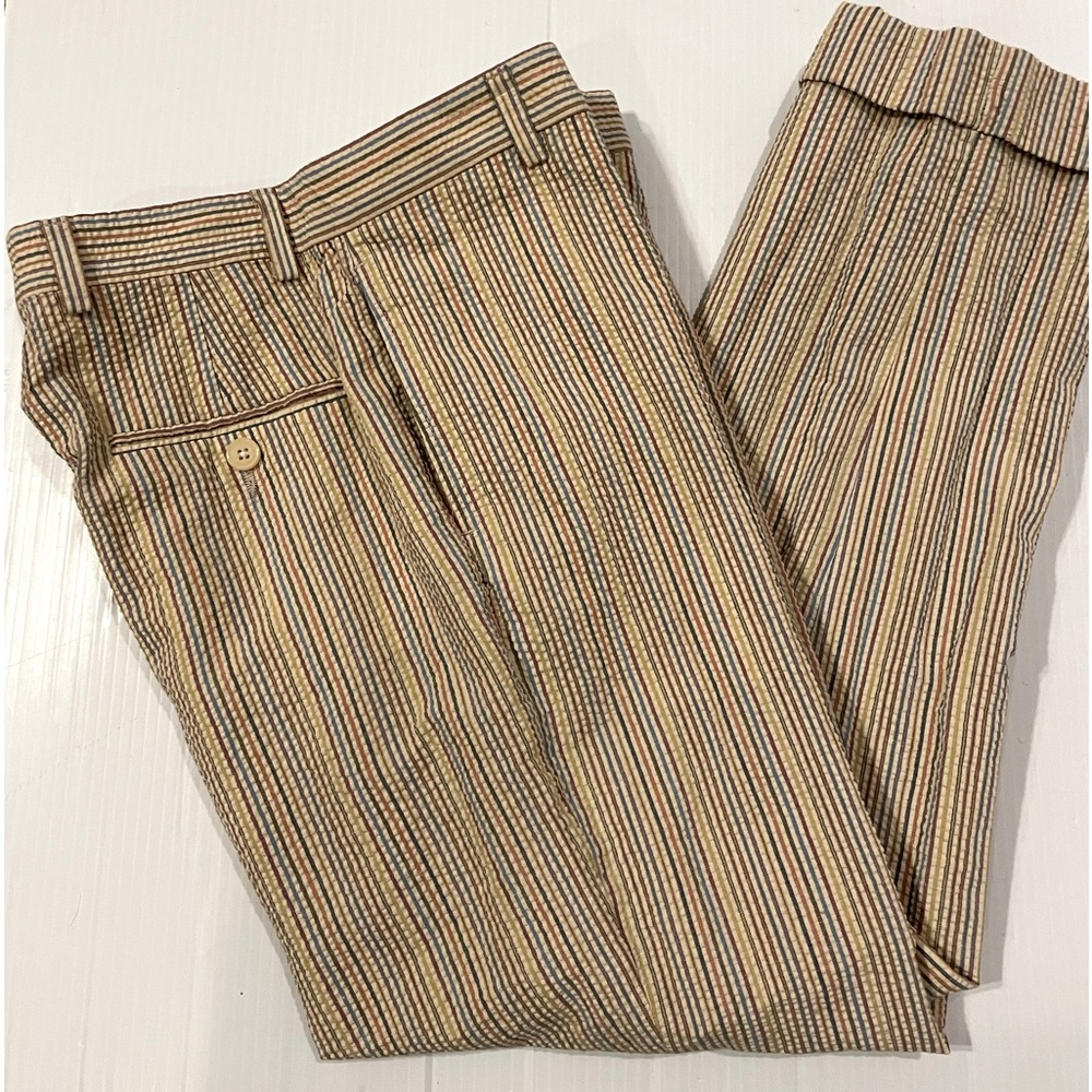 His First Hickey Freeman Seersucker Stripe Dress / Casual Pants size 10 Reg EUC